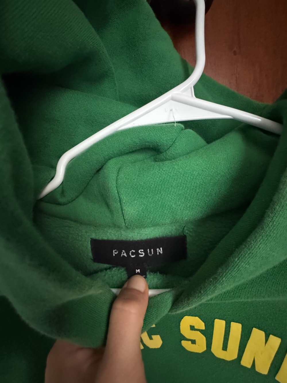 PacSun Green Hoodie with Yellow Lettering - Picture 3 of 6